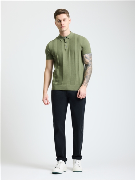 Short Sleeve Textured Polo in Olive