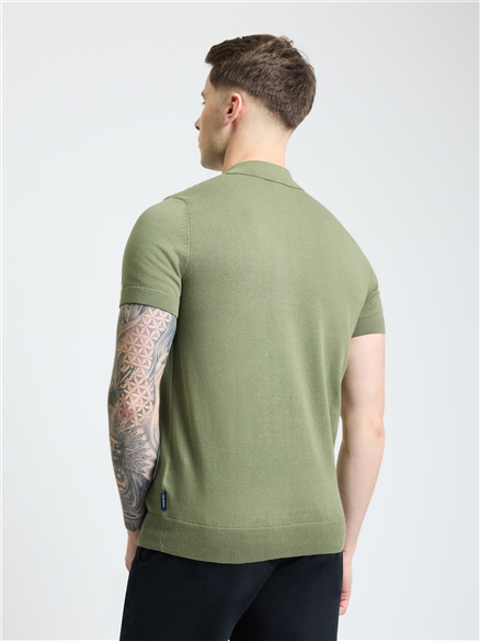 Short Sleeve Textured Polo in Olive