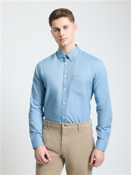 Long Sleeve Oxford Shirt in Airforce