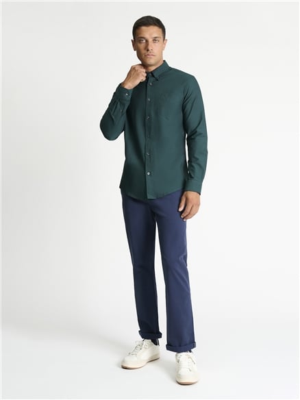 Long Sleeve Oxford Shirt in Dark Green