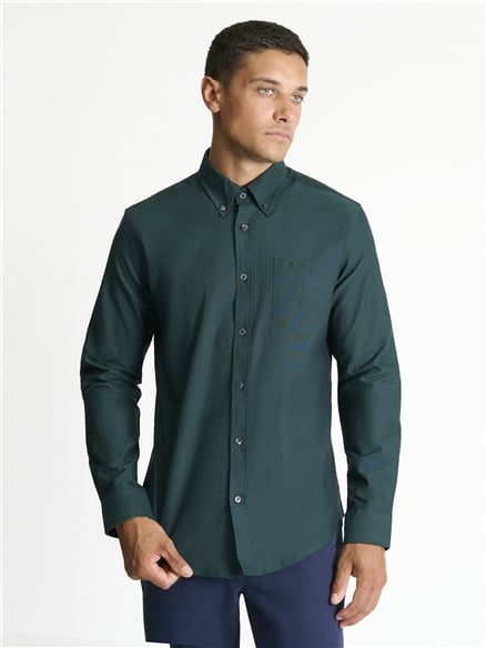 Long Sleeve Oxford Shirt in Dark Green