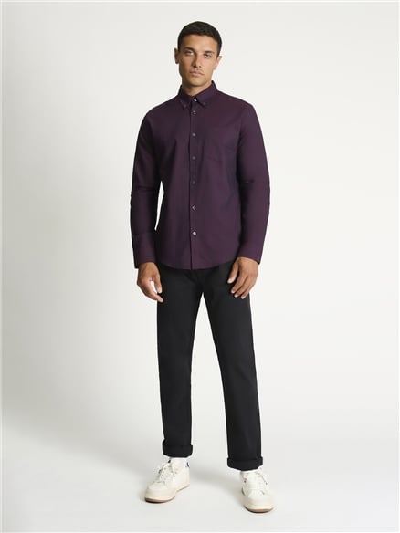 Long Sleeve Oxford Shirt in Dark Wine