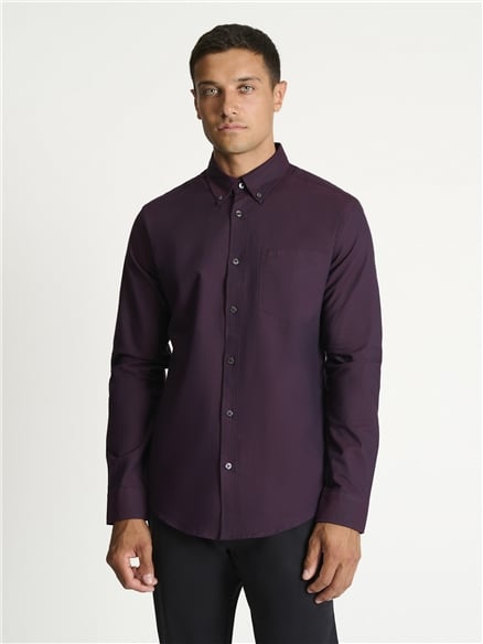 Long Sleeve Oxford Shirt in Dark Wine