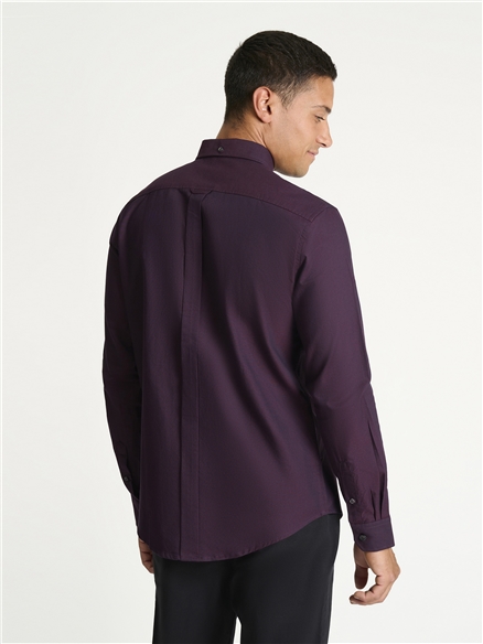 Long Sleeve Oxford Shirt in Dark Wine