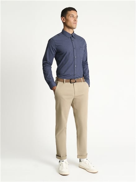 Long Sleeve Gingham Shirt in Indigo