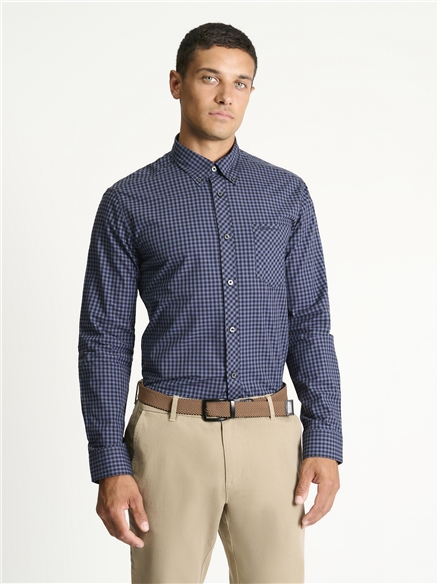 Long Sleeve Gingham Shirt in Indigo