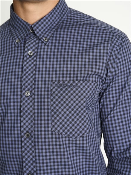 Long Sleeve Gingham Shirt in Indigo