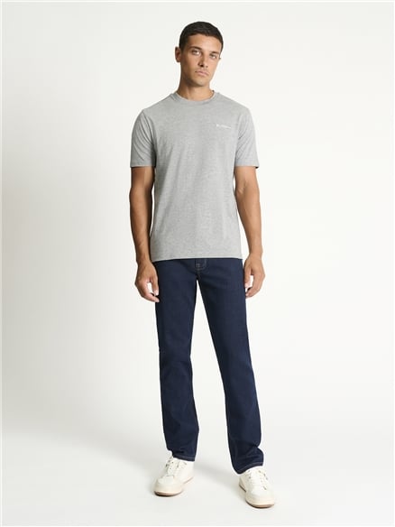 Chest Embroidery Tee in Grey Marl