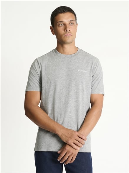 Chest Embroidery Tee in Grey Marl