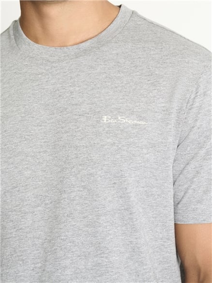 Chest Embroidery Tee in Grey Marl