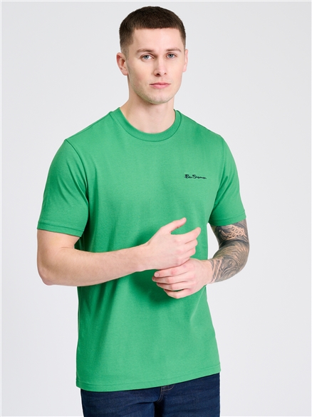 Embroidered Logo Tee in Bright Green