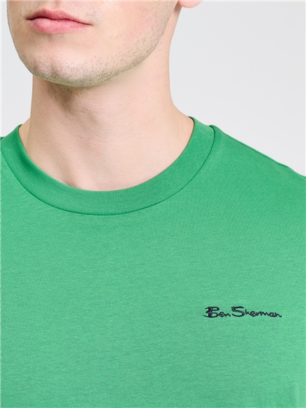 Embroidered Logo Tee in Bright Green
