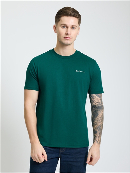 Embroidered Logo Tee in Dark Green