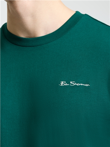 Embroidered Logo Tee in Dark Green