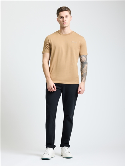 Embroidered Logo Tee in Biscuit