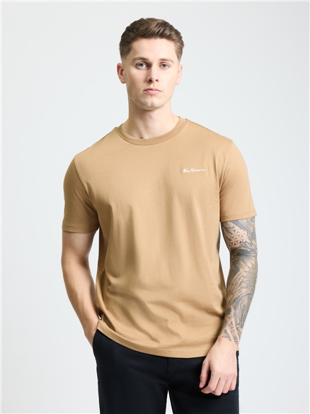 Embroidered Logo Tee in Biscuit