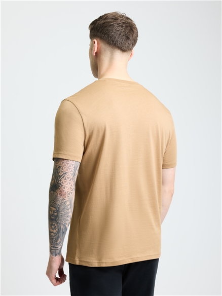 Embroidered Logo Tee in Biscuit