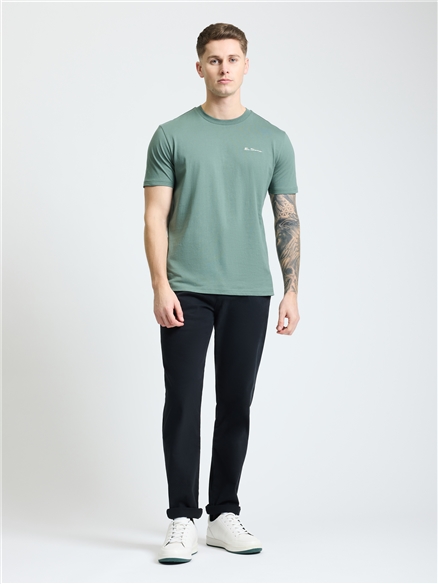 Embroidered Logo Tee in Pale Khaki