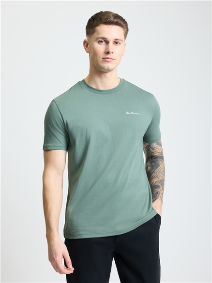 Embroidered Logo Tee in Pale Khaki