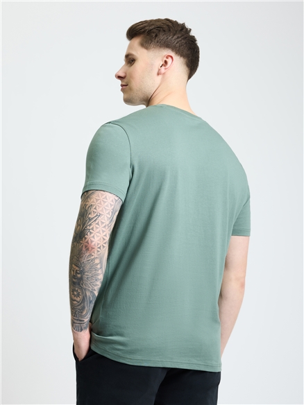 Embroidered Logo Tee in Pale Khaki