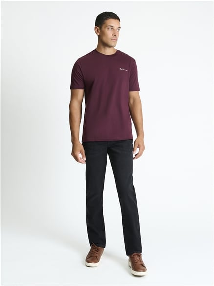 Chest Embroidery Tee in Dark Wine