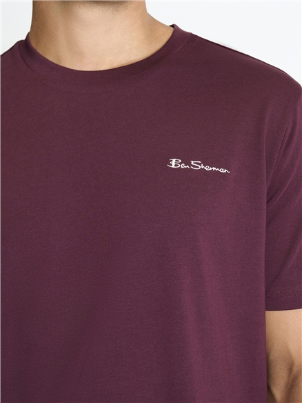 Chest Embroidery Tee in Dark Wine