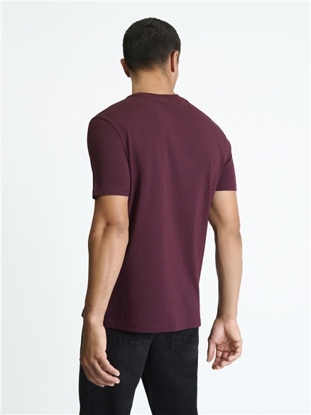 Chest Embroidery Tee in Dark Wine
