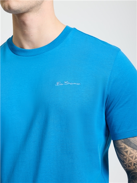 Embroidered Logo Tee in Kingfisher