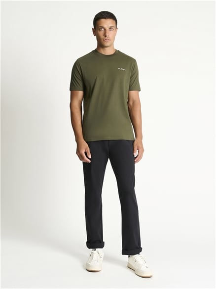 Chest Embroidery Tee in Khaki