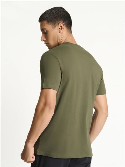 Chest Embroidery Tee in Khaki