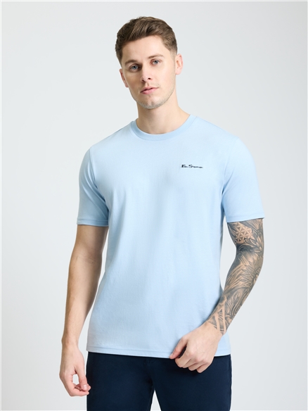 Embroidered Logo Tee in Ice Blue