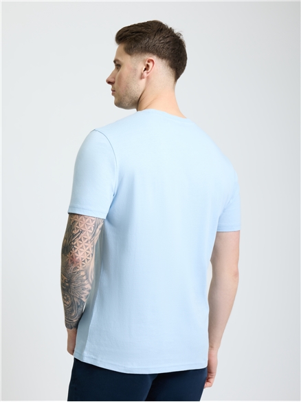 Embroidered Logo Tee in Ice Blue