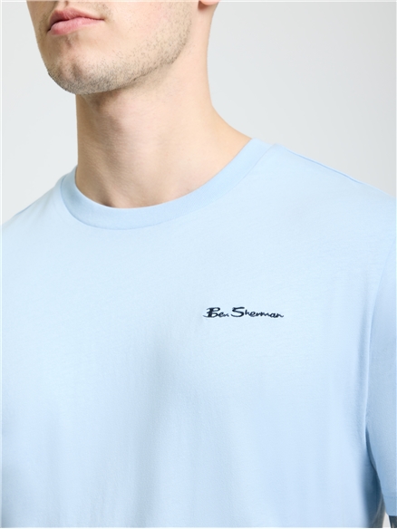 Embroidered Logo Tee in Ice Blue