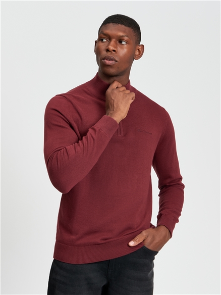 Quarter Zip Funnel-Neck Jumper