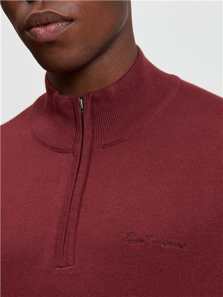 Quarter Zip Funnel-Neck Jumper