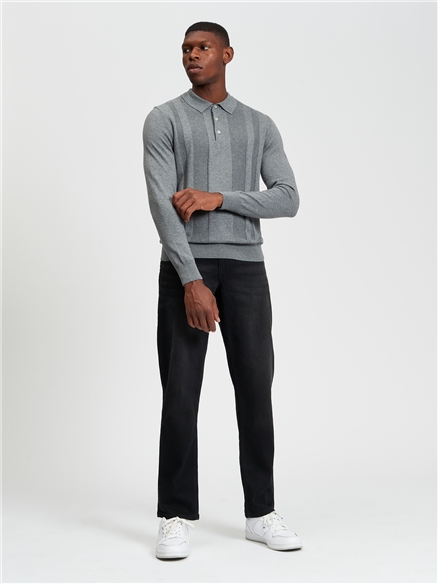 Long Sleeved Textured Polo