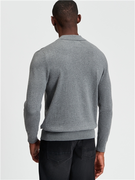 Long Sleeved Textured Polo