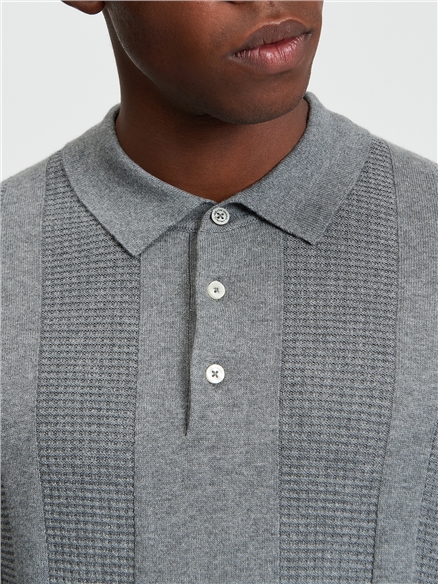Long Sleeved Textured Polo