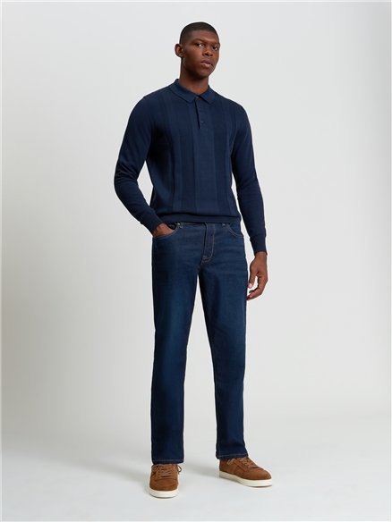 Long Sleeved Textured Polo