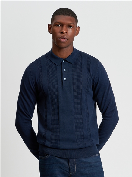 Long Sleeved Textured Polo