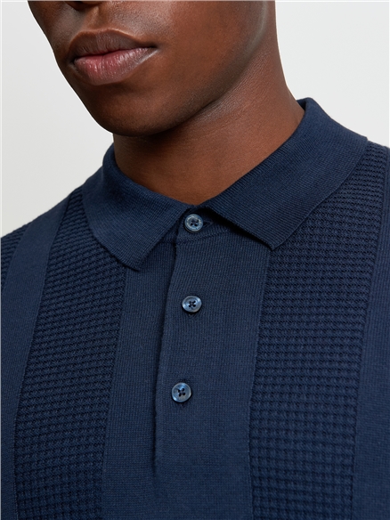 Long Sleeved Textured Polo