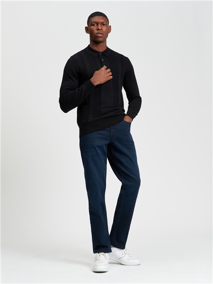 Long Sleeved Textured Polo