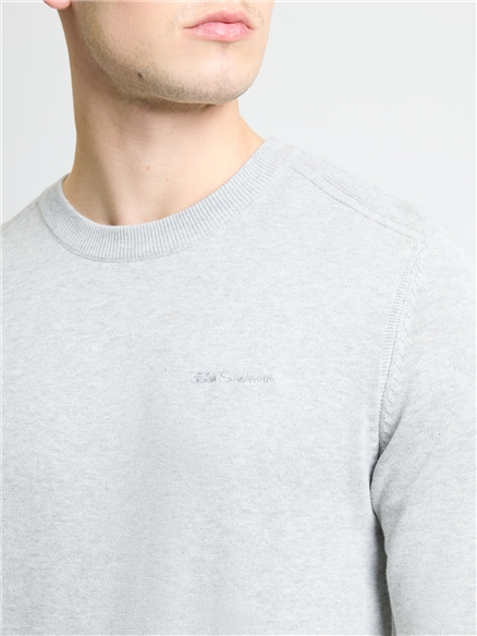 Long Sleeve Crew Neck &  Shoulder Stitch in Light Grey