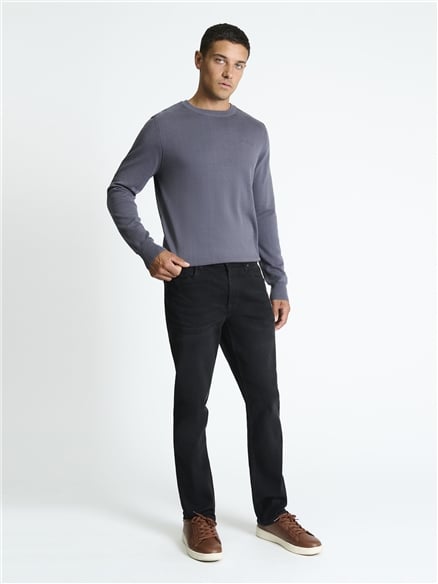 Long Sleeve Crew Neck &  Shoulder Stitch in Slate