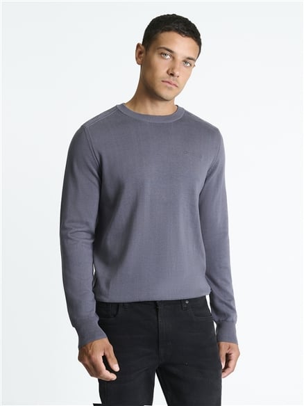 Long Sleeve Crew Neck &  Shoulder Stitch in Slate