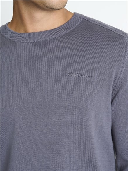 Long Sleeve Crew Neck &  Shoulder Stitch in Slate