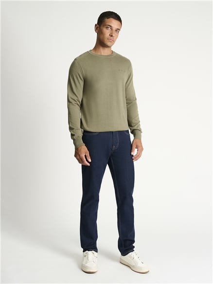 Long Sleeve Crew Neck &  Shoulder Stitch in Litchen Green