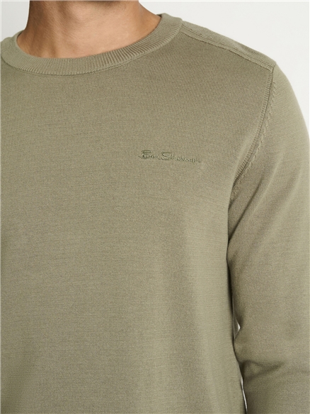 Long Sleeve Crew Neck &  Shoulder Stitch in Litchen Green