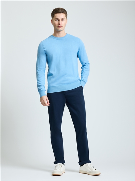 Long Sleeve Crew Neck &  Shoulder Stitch in Glacier