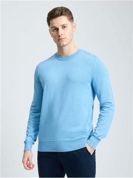 Long Sleeve Crew Neck &  Shoulder Stitch in Glacier